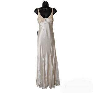 Niteline Cream Silk Mermaid Slip Gown with Sequin Top/Bottom Size 2 NWT